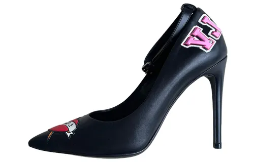 LOUIS VUITTON Slim Heel High Heels 10.5cm Women's Black