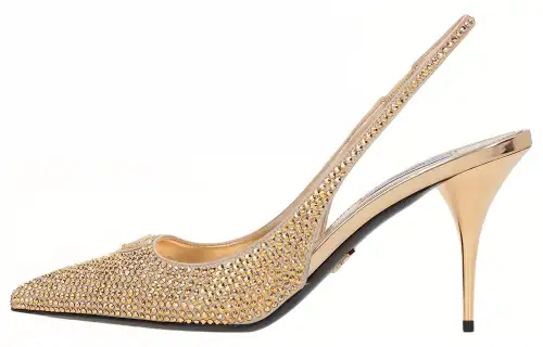 PRADA Cone Heel High Heels Women's Gold