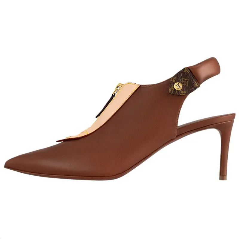 LOUIS VUITTON Allure Cow Leather Slim Heel High Heels 6.5cm Women's Brown