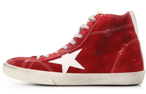 Golden Goose Francy Stylish Skateboarding Shoes Men's Red Distressed