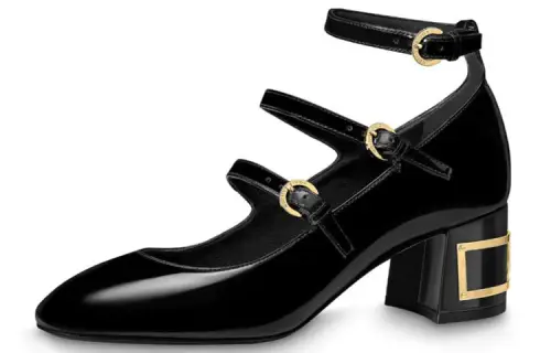 LOUIS VUITTON Bliss Multistrap Chunky Heel High Heels 5.5cm Women's Black