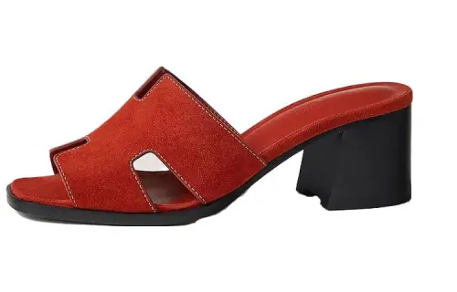 HERMES Helia Open Toe Slide Slippers Women's Orange Pudding