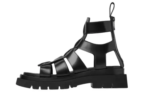 Bottega Veneta Lug Chelsea Leather Roman Sandals 5.5cm Women's Black