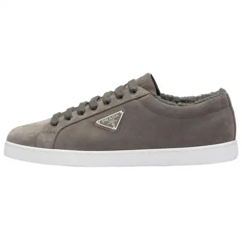 PRADA Leather Low top Stylish Skateboarding Shoes Men's Gray
