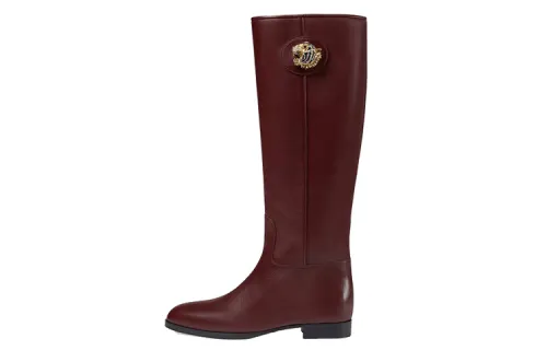 GUCCI Leather Knee high Boots Women's Red