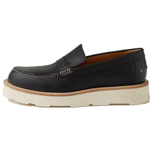 HERMES Chris Calfskin Casual Shoes Men's Black