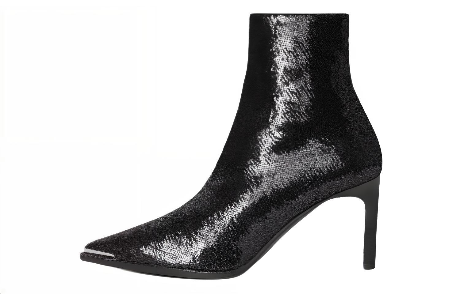 CELINE Leather Ankle Boots 8cm Women's Black