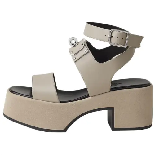 HERMES Lola 35 One Strap Sandals 7.5cm Women's Beige
