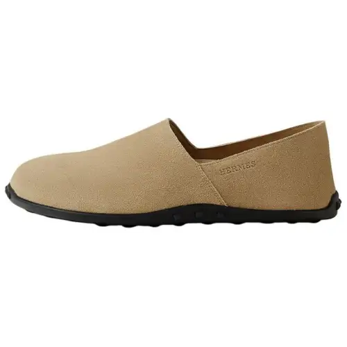 HERMES Kajou Casual Shoes Men's Linen Beige