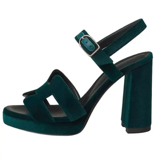 HERMES Jazz One Strap Sandals 10.4cm Women's Green
