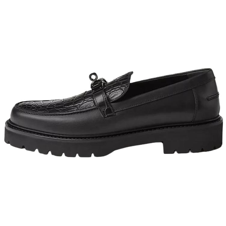HERMES Icone Loafers 3cm Men's Black