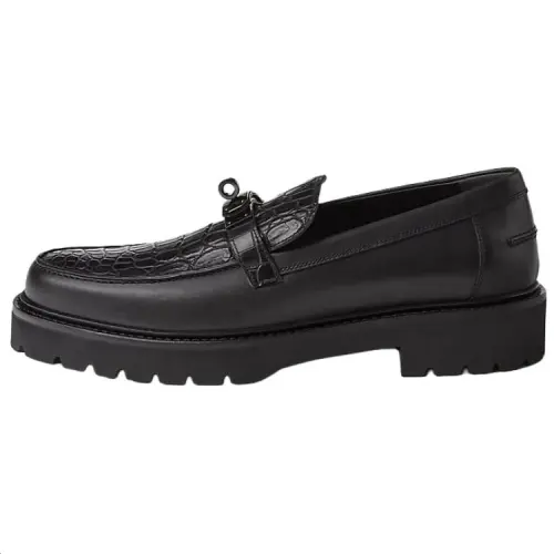 HERMES Icone Loafers 3cm Men's Black