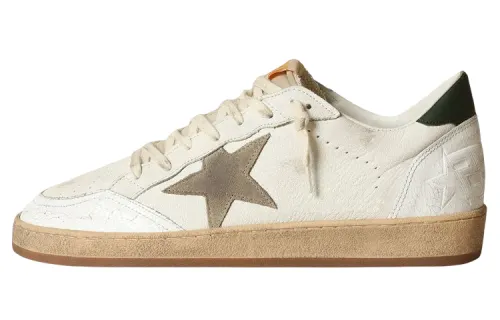 Golden Goose Ball Star Leather Low top Stylish Skateboarding Shoes Men's White Gray Green Distressed