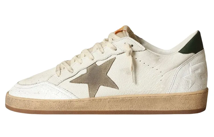 Golden Goose Ball Star Leather Low top Stylish Skateboarding Shoes Men's White Gray Green Distressed