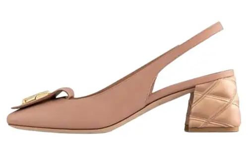 LOUIS VUITTON Shake Leather Chunky Heel High Heels 5.5cm Women's Nude Pink
