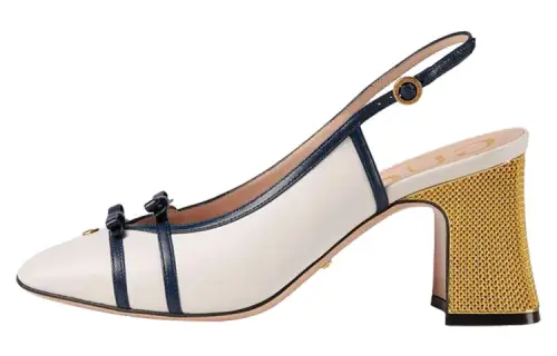 GUCCI Block Heel High Heels 6.5cm Women's White