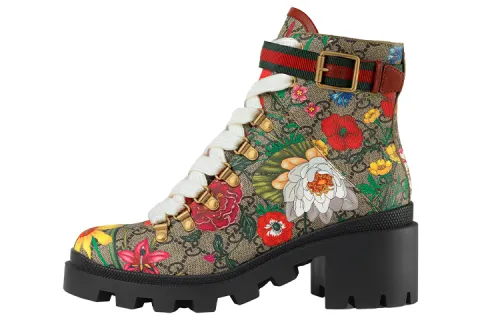 GUCCI Flora Print 57mm Ankle Boots