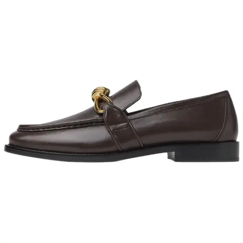 Bottega Veneta Astaire Calfskin Loafers Women's Dark Brown