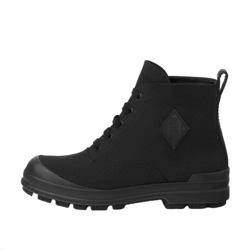 HERMES Kooler Canvas Ankle Boots Women's Black