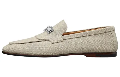HERMES Blaise Mini Dog' Shoe Buckles Loafers Casual Shoes Men's Beige