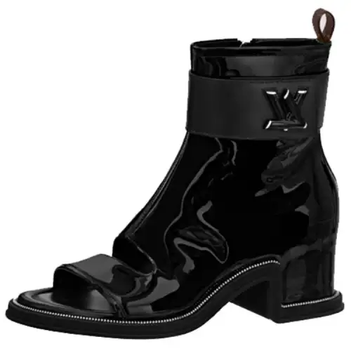 LOUIS VUITTON Moonlight Cow Leather Ankle Boots Women's Black