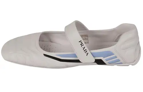 PRADA Leather Flat Casual Shoes Women's Gray
