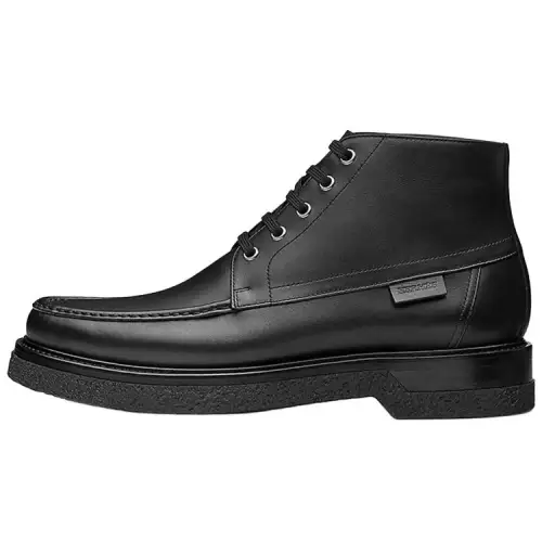 HERMES Denver Top Grain Cow Leather Ankle Boots Men's Black