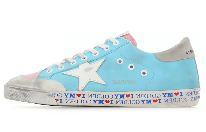 Golden Goose Super Star Leather Low top Skateboard Shoes Men's Blue