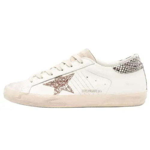 Golden Goose Super-Star Glittered Leather Sneakers
