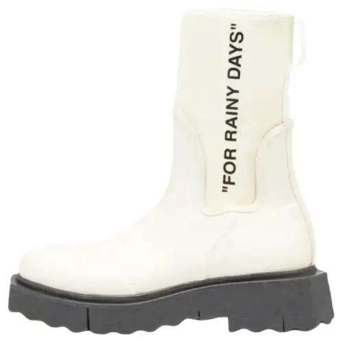 OFF WHITE Sponge Rubber Rain Boot For Rainy Days White Women's
