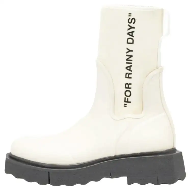OFF WHITE Sponge Rubber Rain Boot For Rainy Days White Women's