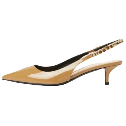 GUCCI Signoria Patent Leather Slim Heel High Heels 4.5cm Women's Beige
