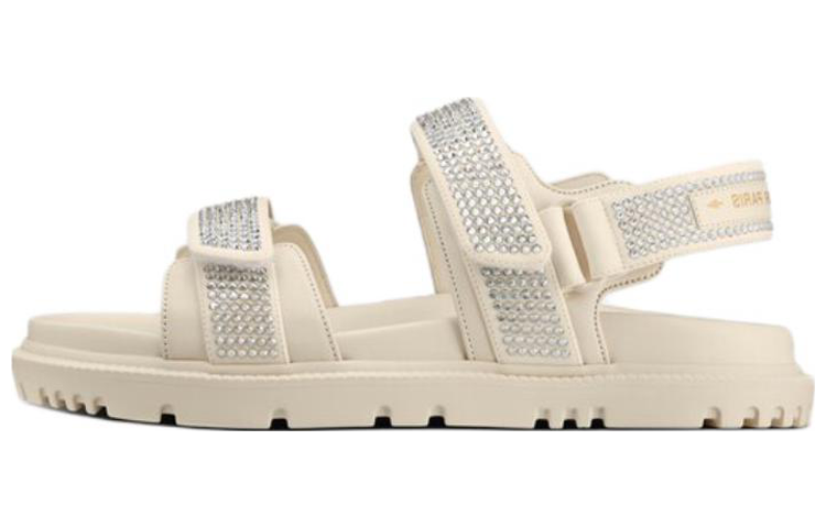 DIOR DiorAct Leather Hook and loop Beach Sandals Women's White