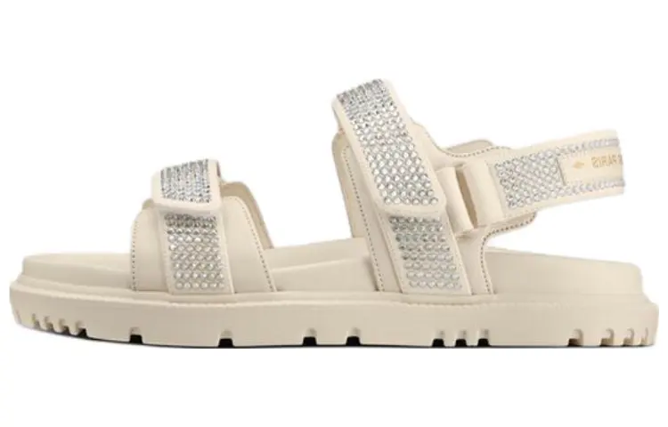 DIOR DiorAct Leather Hook and loop Beach Sandals Women's White