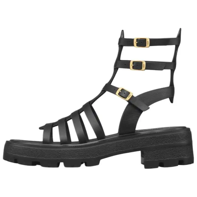 DIOR Bay Cow Leather Roman Sandals Women's Black