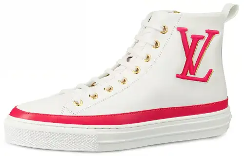 LOUIS VUITTON Stellar Calfskin High Top Sneakers White/Pink Women's