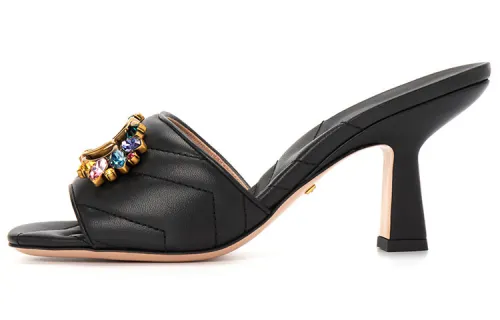 GUCCI 85mm Crystal-embellished Quilted Mules