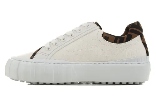 FENDI Force Low top Stylish Skateboarding Shoes Women's White Brown