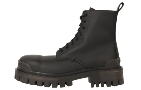 Balenciaga Strike 20mm Boots Black Rubber Effect Calfskin Women's