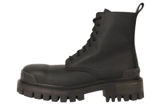 Balenciaga Strike 20mm Boots Black Rubber Effect Calfskin Women's