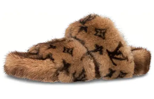 LOUIS VUITTON Bom Dia Slide Slippers Women's Brown
