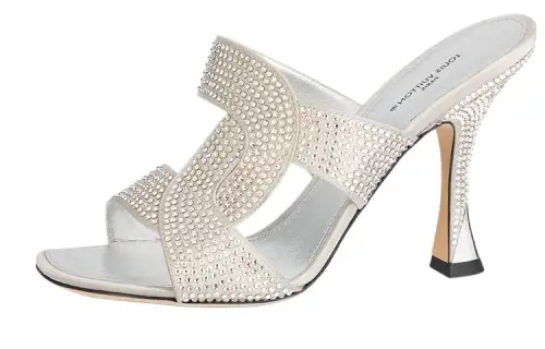 LOUIS VUITTON Sparkle Slide Slippers Women's Silver