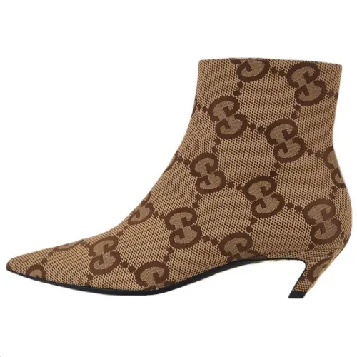 GUCCI Low Heel Boots Beige Women's