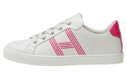 HERMES Avantage Leather Stylish Skateboarding Shoes Men's Pink