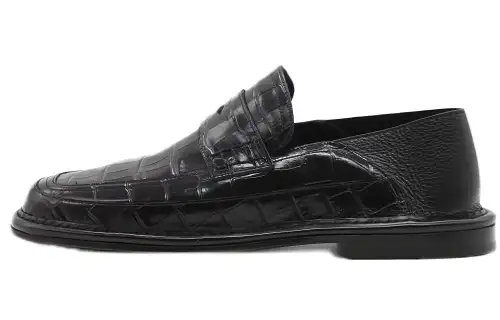 LOEWE Leather Minimalist Style Men's Casual Shoes Men's Black