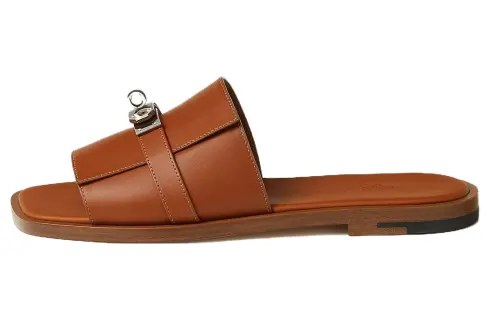 HERMES Gabriel Slide Slippers Men's Brown