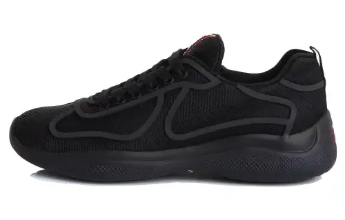 PRADA Leather Low top Casual Shoes Men's Black