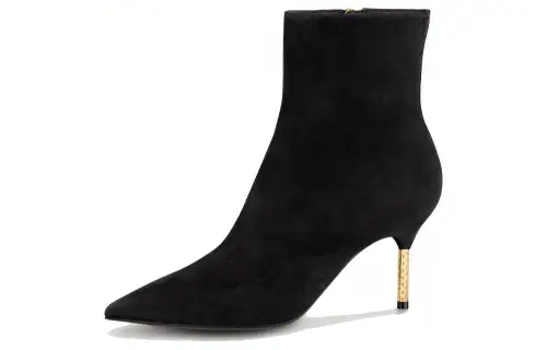 LOUIS VUITTON Ultimate Louis Vuitton Cow Leather Ankle Boots Women's Black