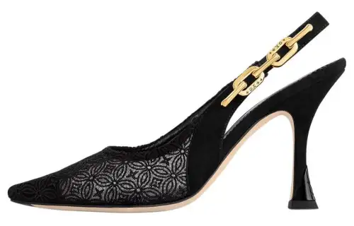 LOUIS VUITTON Sparkle Slim Heel High Heels 9.5cm Women's Black