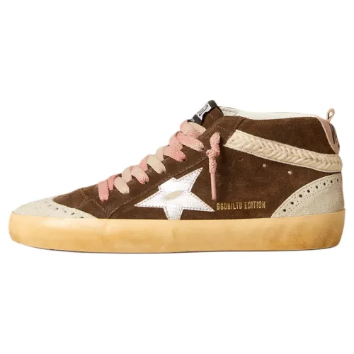 Golden Goose Mid Star Suede High top Skateboard Shoes Women's Dark Brown